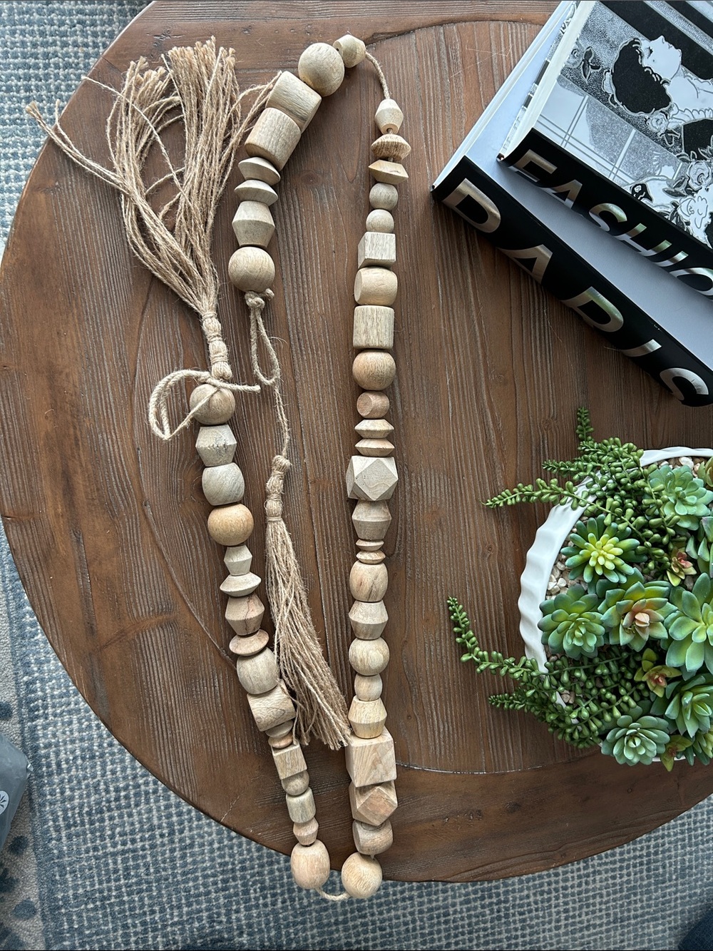 Threshold Natural Wood Bead Garland with Tassels